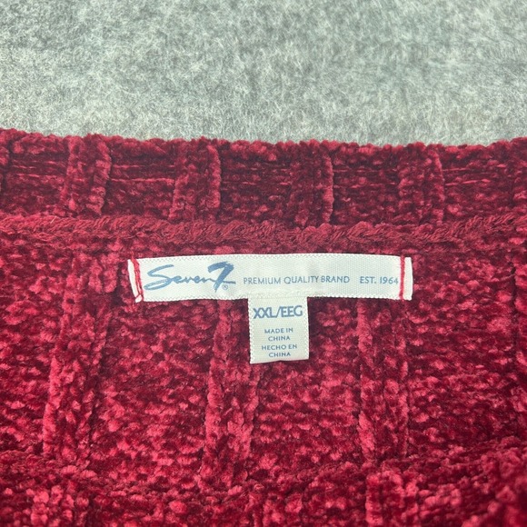 Seven7 Sweater Womens 2X XXL Red Wine Chenille Cable Knit Pullover Soft Cozy - Picture 3 of 11